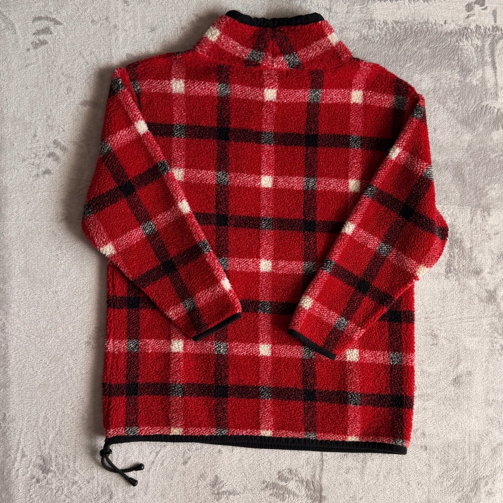 Jones New York Sport Red Plaid Fleece Quarter Zip Pullover L Vest S Set Petite - Picture 6 of 9